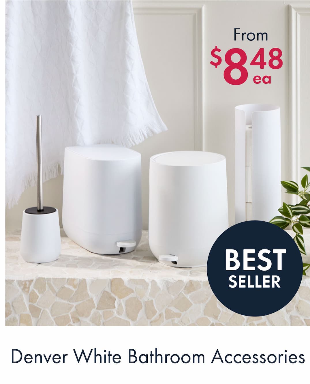 Denver White Bathroom Accessories