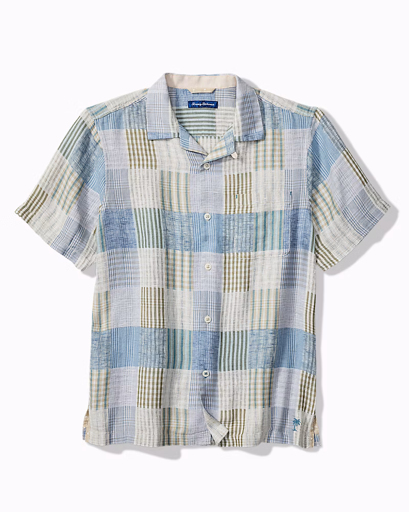 Image of Patchwork Sands Linen-Blend Camp Shirt