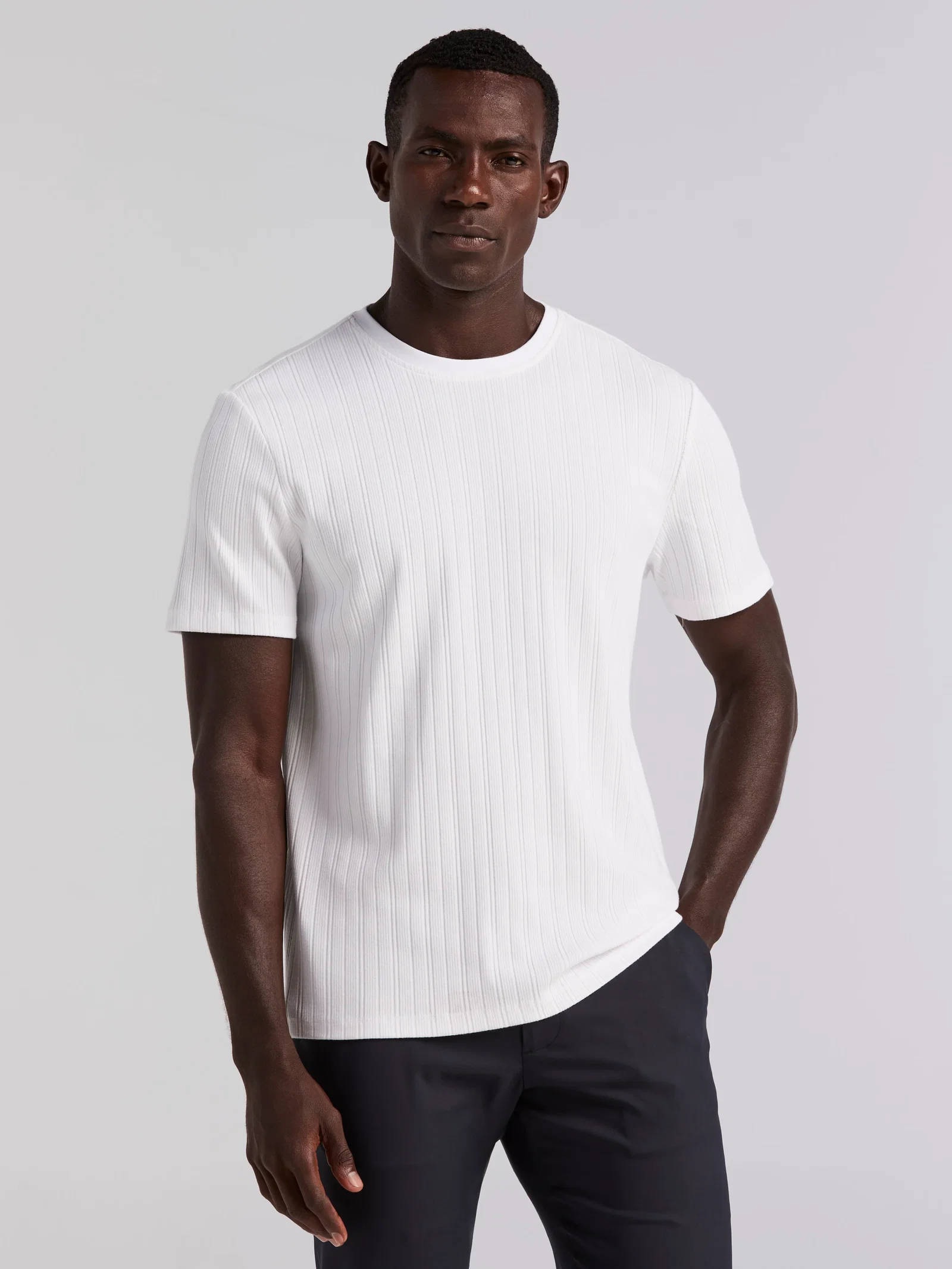 Textured Ribbed Crew Neck Tee Textured Ribbed Crew Neck Tee
