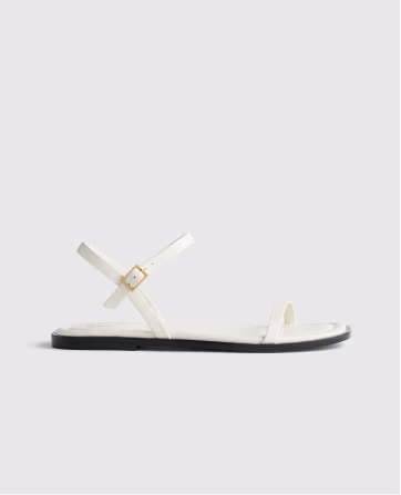 Italian Leather Ankle Strap Flat Sandal