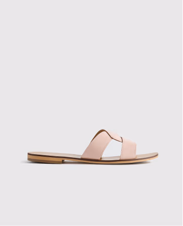 Italian Leather Cutout Slide Sandal