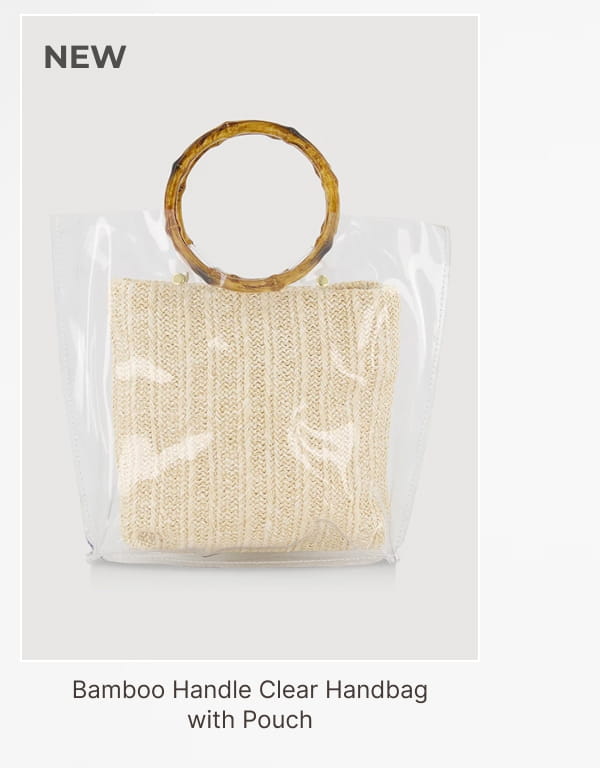 Shop Bamboo Handle Clear Handbag with Pouch