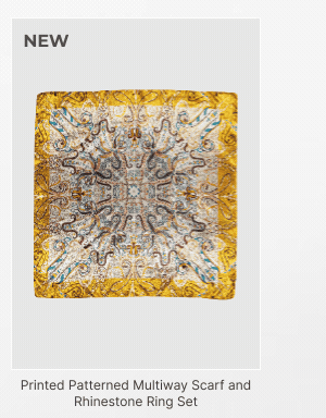 Shop Printed Patterned Multiway Scarf and Rhinestone Ring Set