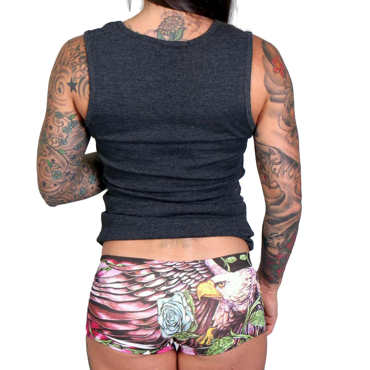 Image of Hot Leathers Eagle Flowers Ladies Boy Shorts PTB7504