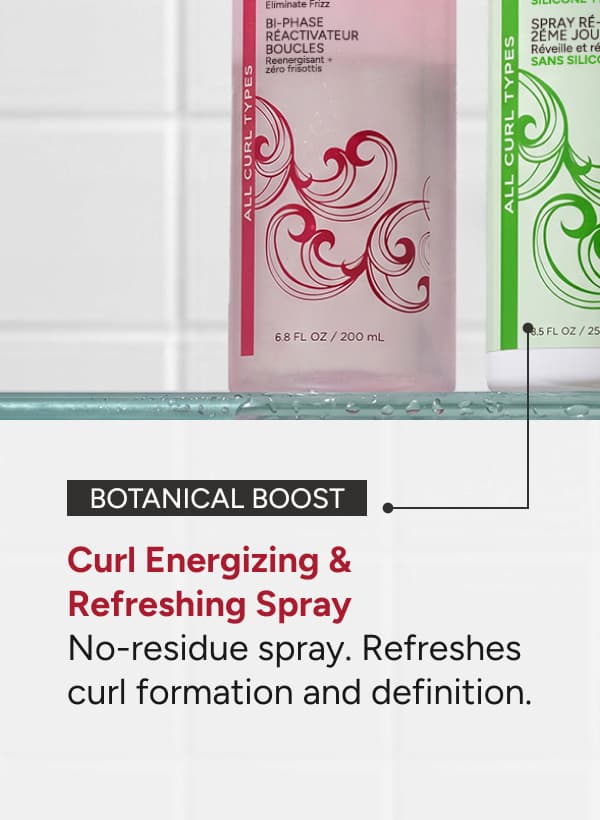 Botanical Boost Curl Energizing & Refreshing Spray no-residue spray, refreshes curl formation and definition