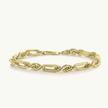 Men's 6.1mm Figaro Rope Bracelet 8.25" in 14k Yellow Gold