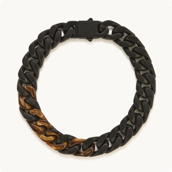 Men's 8.5" Curb Link Bracelet in Black Matte IP Tiger Eye Stainless Steel