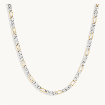 Figaro 24" Chain 7mm in White & Yellow Stainless Steel