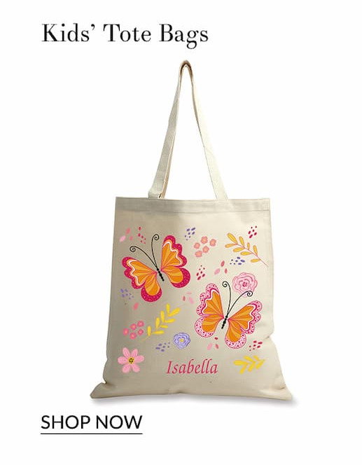 Kids' tote bags personalized butterfly canvas tote