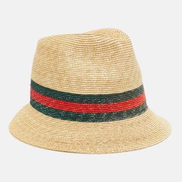 Brown Web Print Straw Fedora H