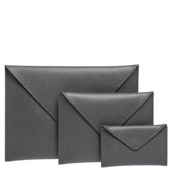 Grey Leather Pouch Set