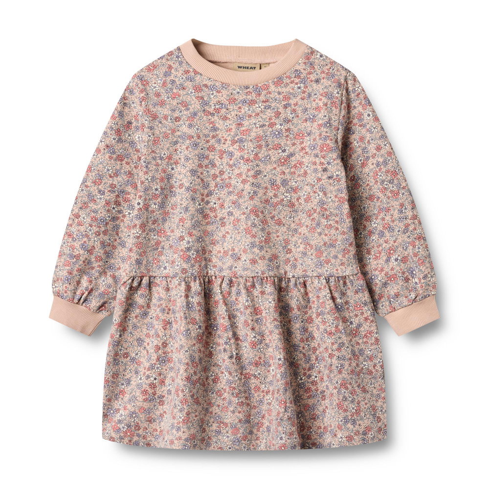 Image of Wheat, Sweat Dress L/S Zenia, Rose Dust Flowers
