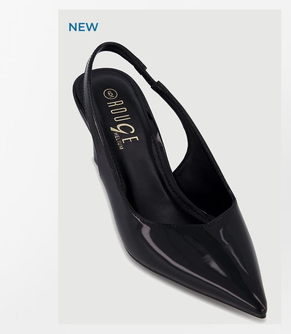 Shop Faux Leather Pointed Toe Sling Back Wedge Heels