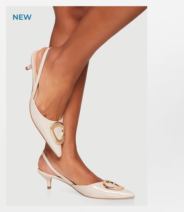 Shop Metallic Detail Slingback Kitten Heels