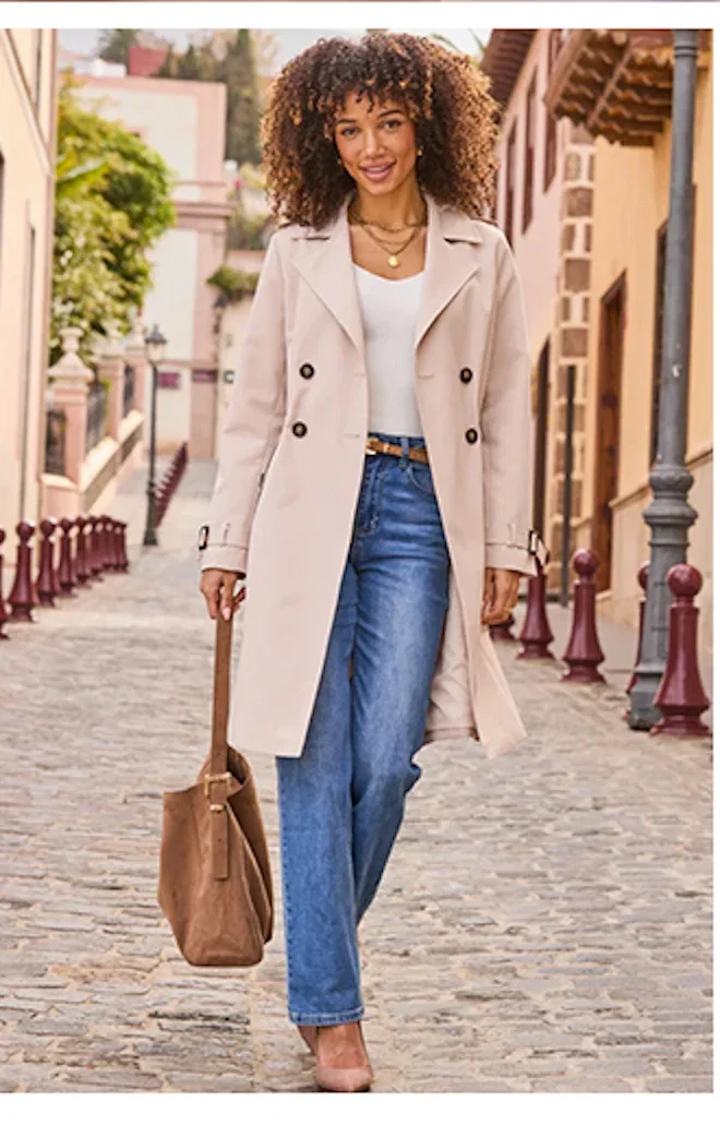 Ecru Cinched Waist Trench Coat