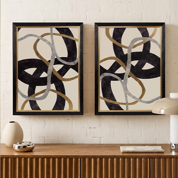 Moving Midas Gold Foil Abstract 2-piece Framed Canvas Wall Art Set
