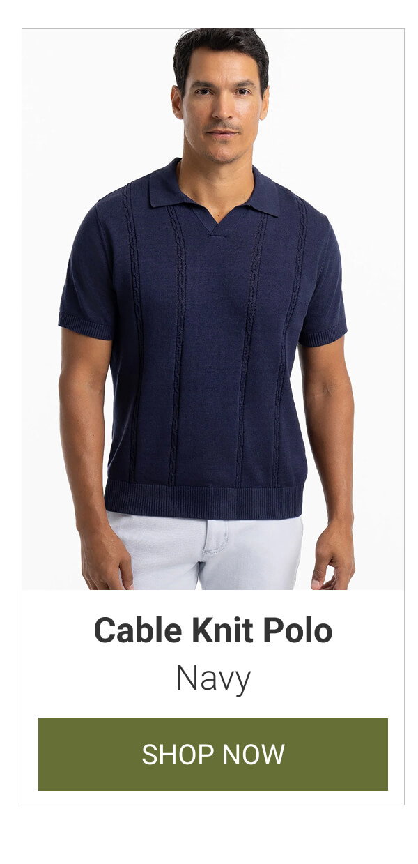 Navy Cable Knit Polo