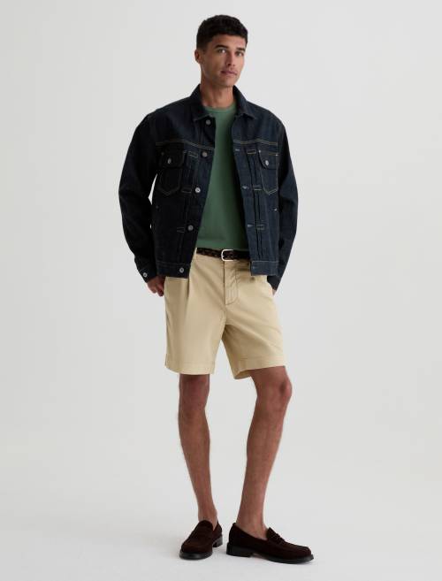 Archie Pleated Short in Sulfur Dune Khaki