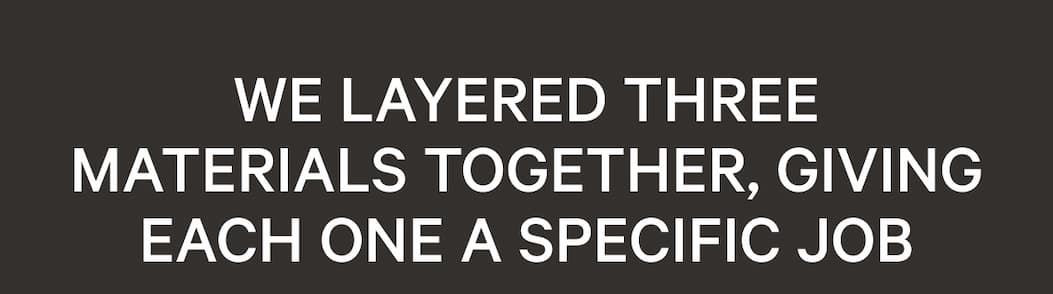 We layered three materials together, giving each one a specific job