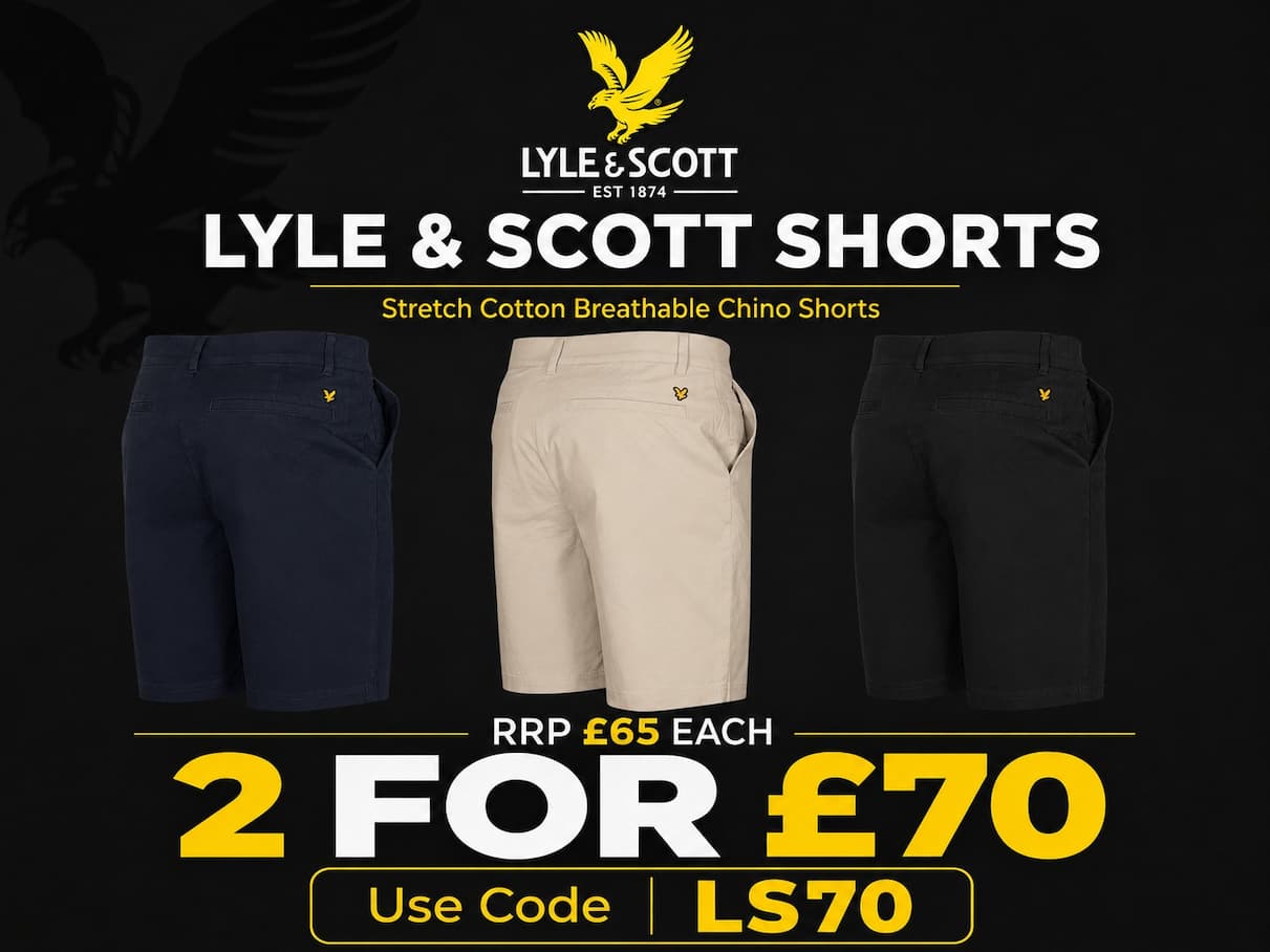 Lyle & Scott Mens 2026 Course Stretch Cotton Breathable Chino Golf Shorts
