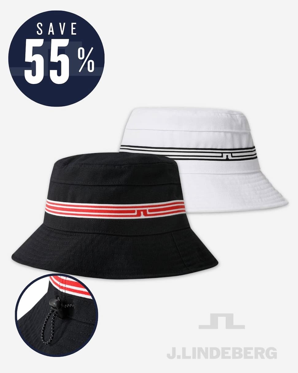 J.Lindeberg Mens Denver Stripe Stretch Fabric Golf Bucket Hat