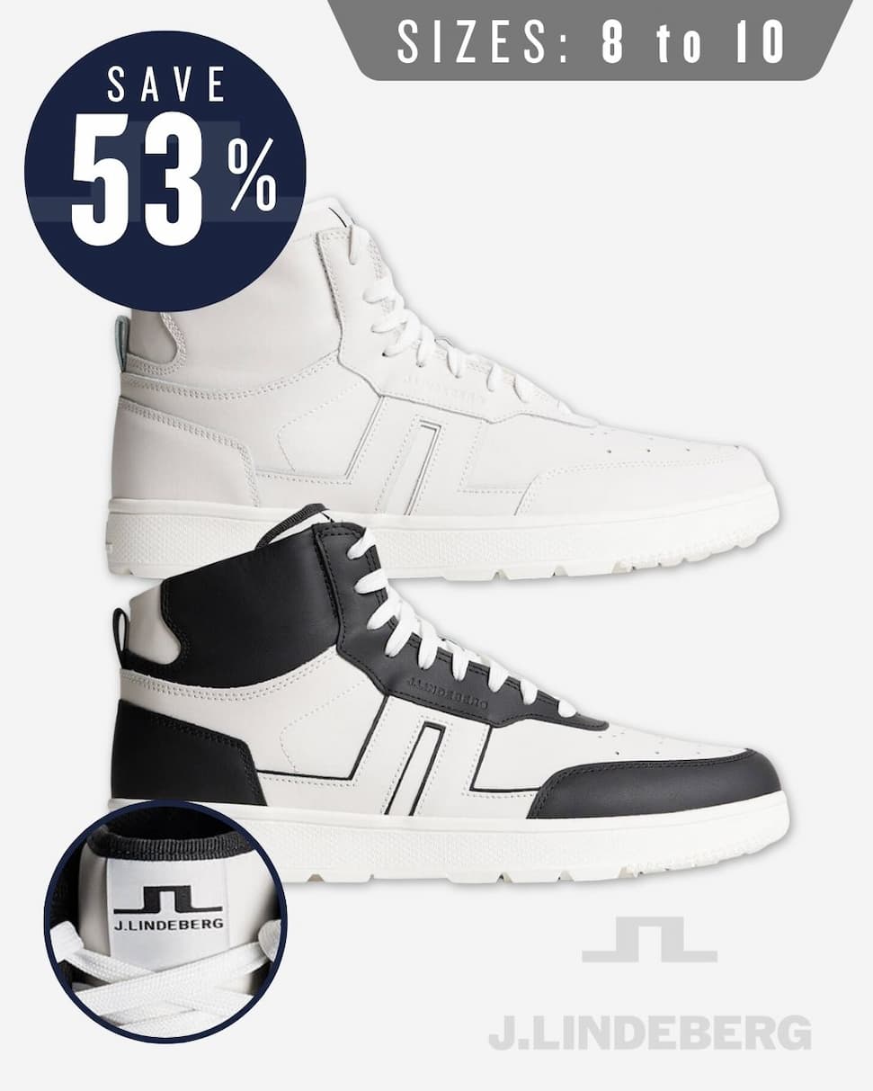 J.Lindeberg Mens Ace High-Top Leather Waterproof Laced Golf Shoes