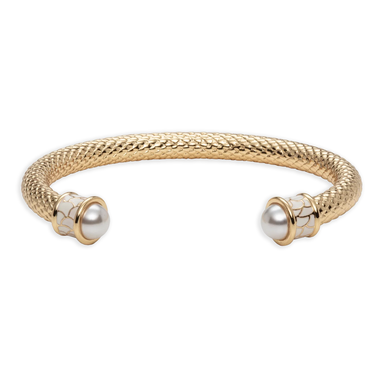 Image of Salamander Torque Bangle in Pearl & Gold