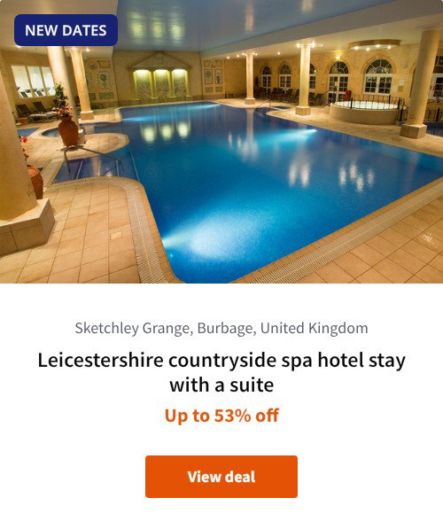 Leicestershire countryside spa hotel stay with a suite