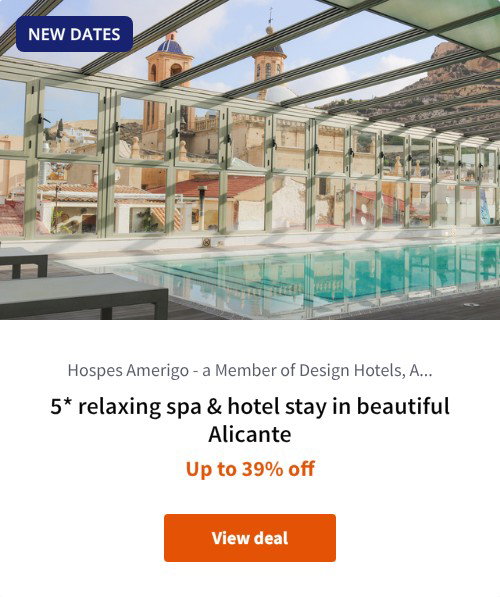 5* relaxing spa &amp; hotel stay in beautiful Alicante