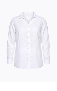 Roll-Tab Sleeve Button Front Linen Blouse