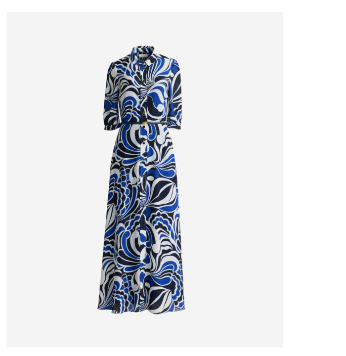 Estelle Dress In Mid Century Scroll Print