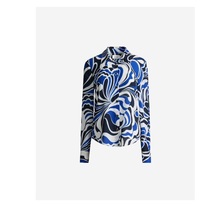 Hadley Blouse In Mid Century Scroll Print