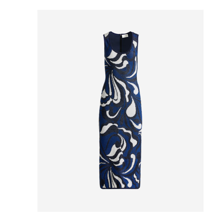 Lynn Dress In Mid Century Scroll Jacquard Knit
