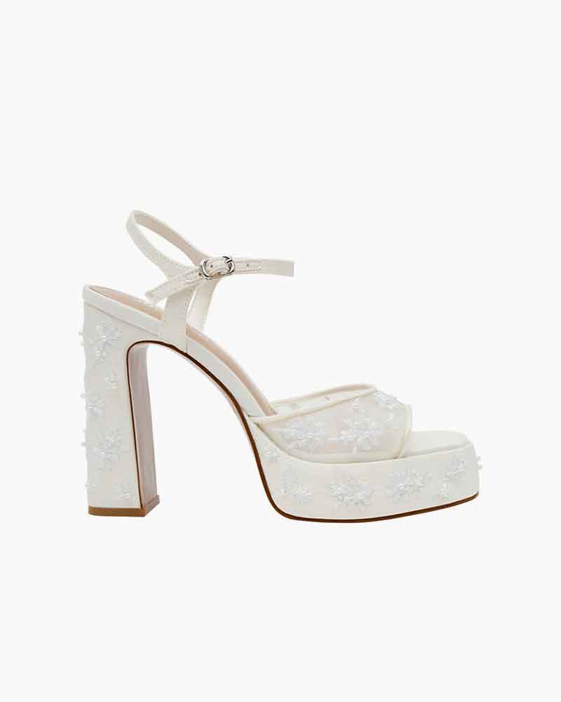 Romantic Evening Floral Platform Heeled Sandals