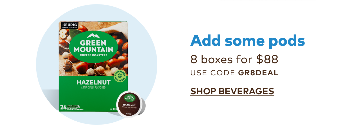 8 boxes of K-Cup® pods for $88 with code GR8DEAL