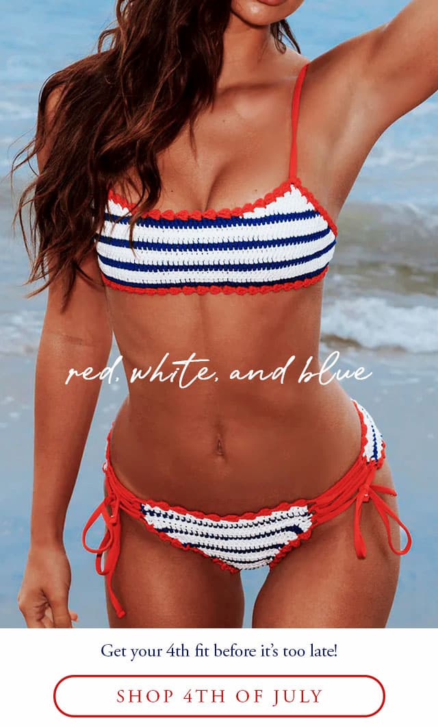 Red, white, and blue crochet bikini. Get your 4th fit before it's too late!