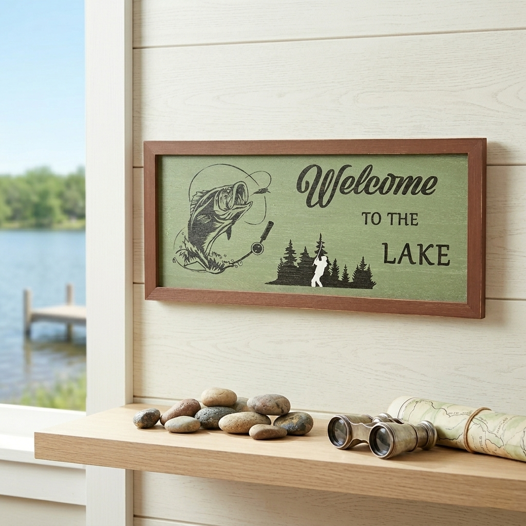 Woodland Welcome Sign Wall Art - Cabin, Lake or Woods