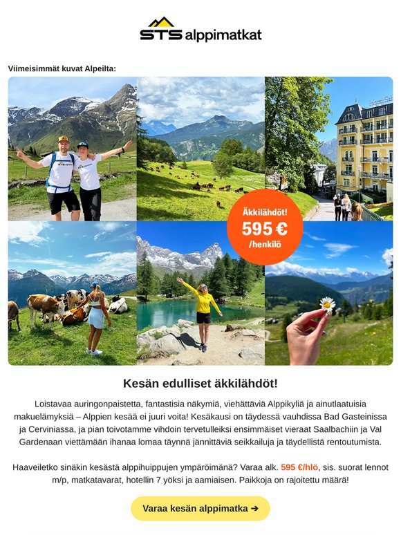 Kesä on parempi Alpeilla – varaa alk. 595 €! 🤩🍹