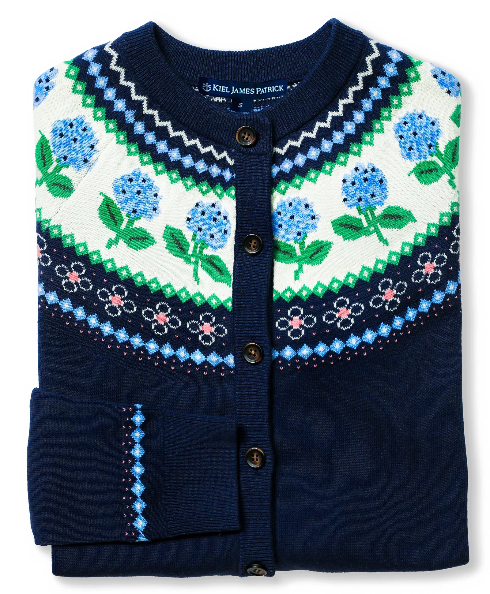 Image of Nantucket Hydrangea Cardigan in Navy