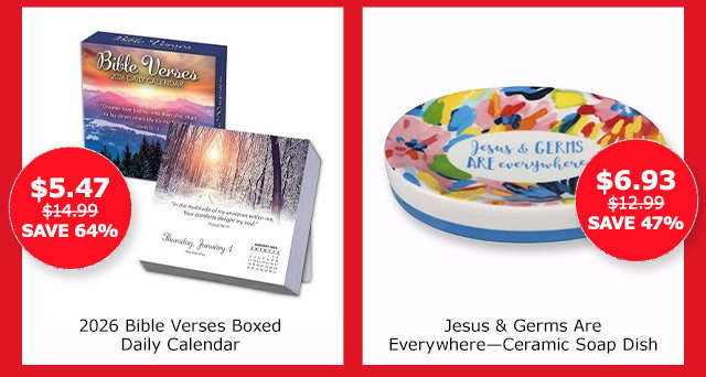 2026 Bible Verses Boxed Daily Calendar | Jesus & Germs Are Everywhere—Ceramic Soap Dish