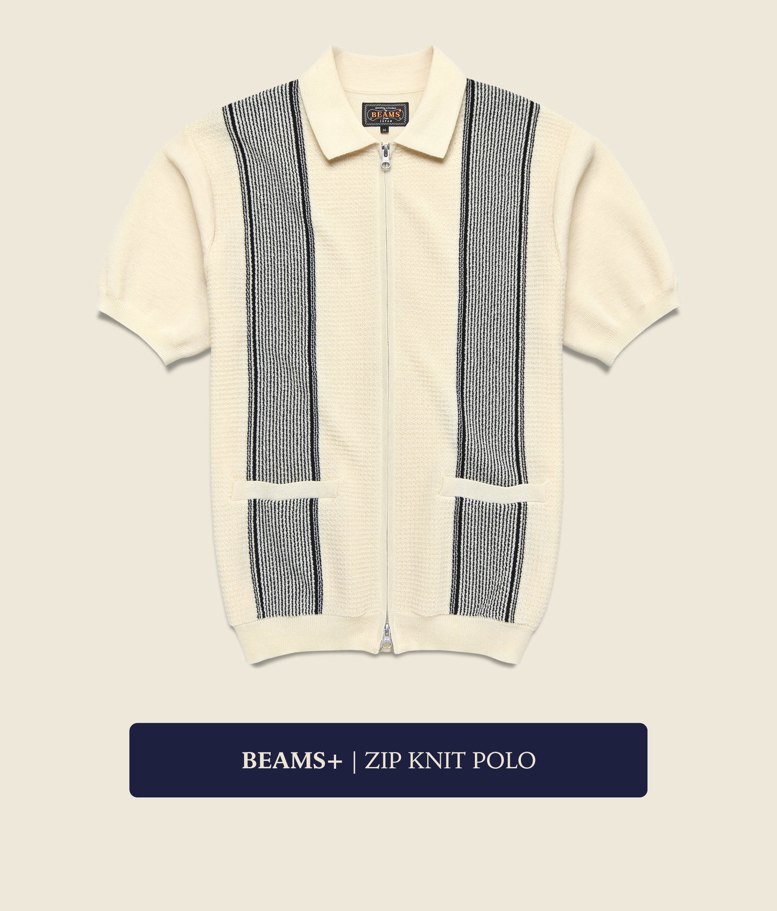 Beams+ Zip Knit Polo