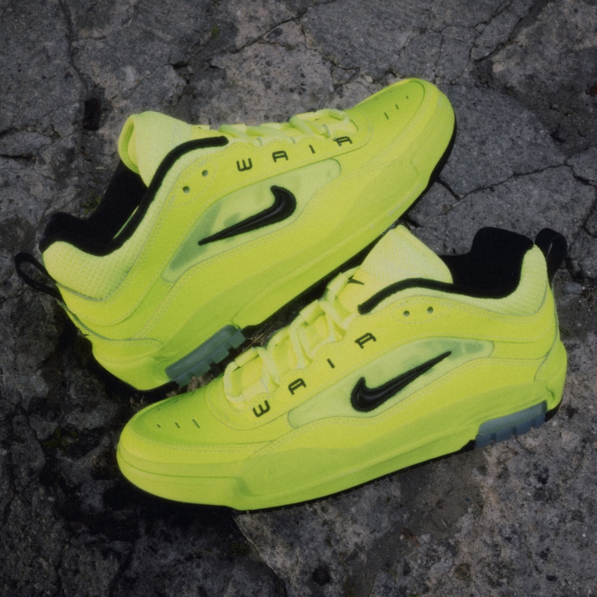 Shop new skate shoes, featuring the Nike Ishods in tennis ball yellow | A flat shot of the skate shoes