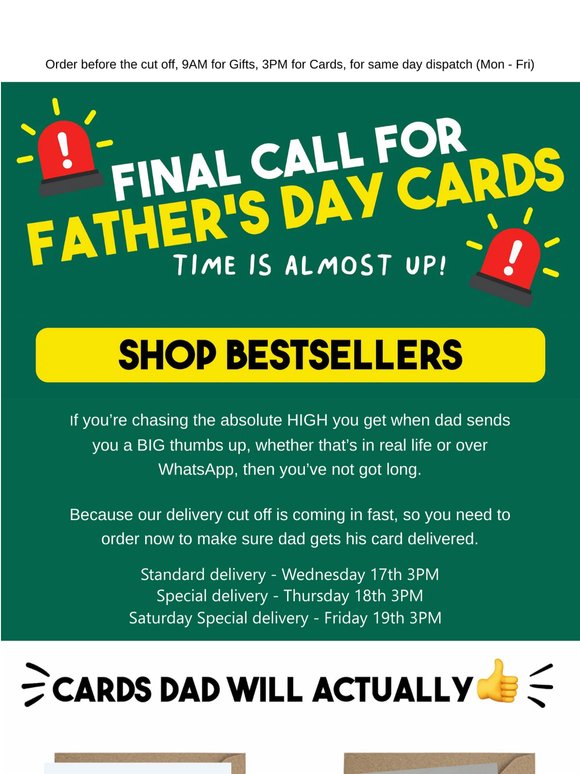 Final Call for Father’s Day 🔔