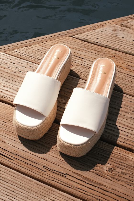 Image of OAhu 2 White Espadrille Platforms