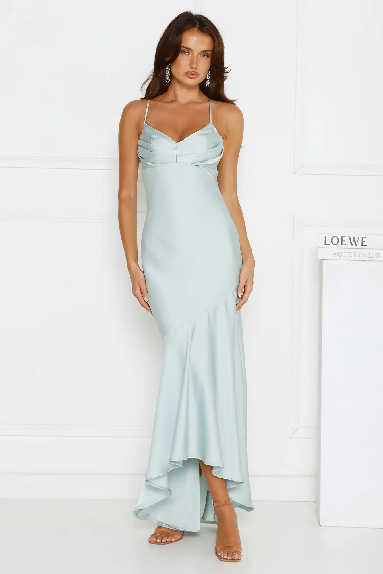 Image of Modern Luxe Satin Maxi Dress Sage