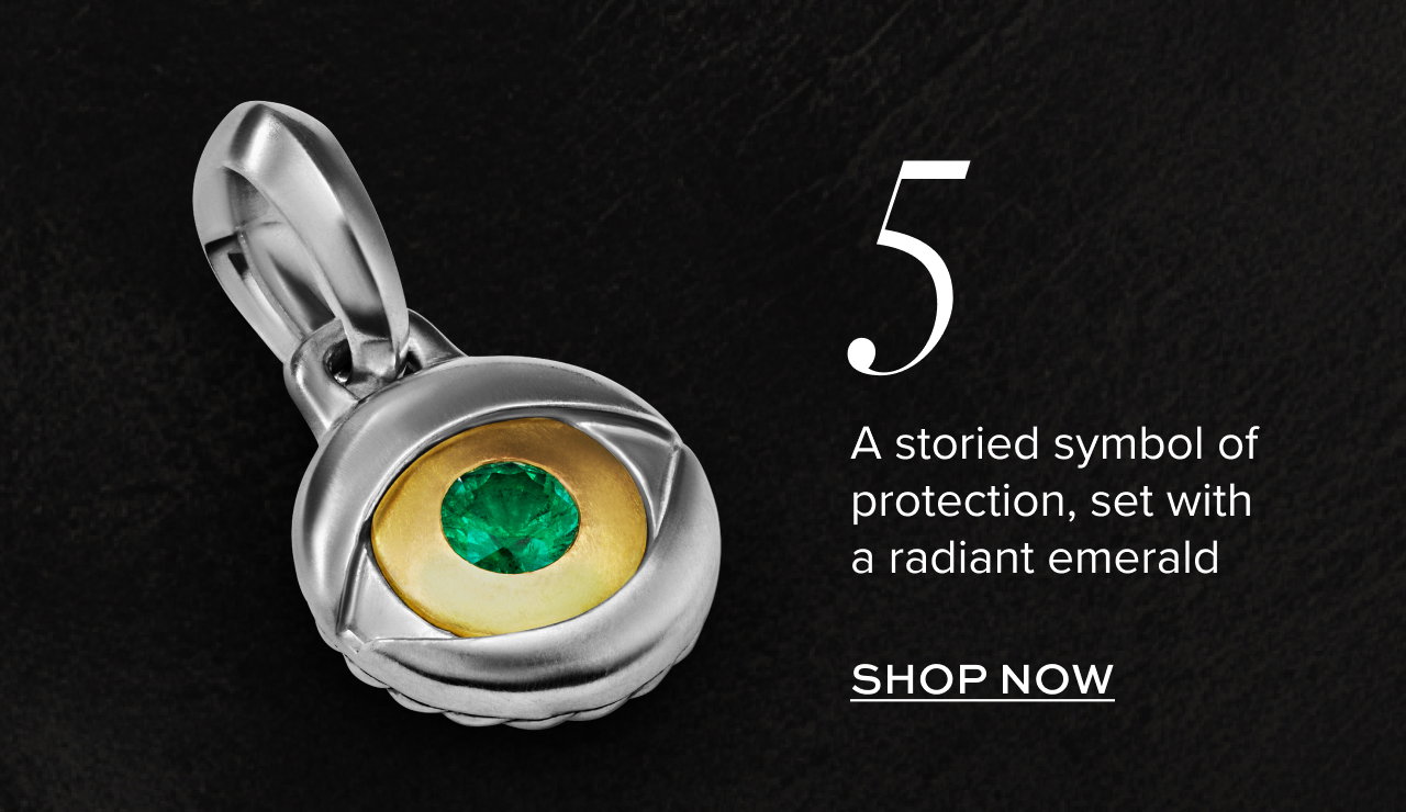 A storied symbol of protection, set with a radiant emerald