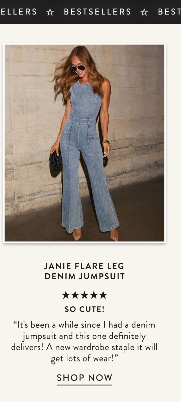 Janie Flare Leg Denim Jumpsuit
