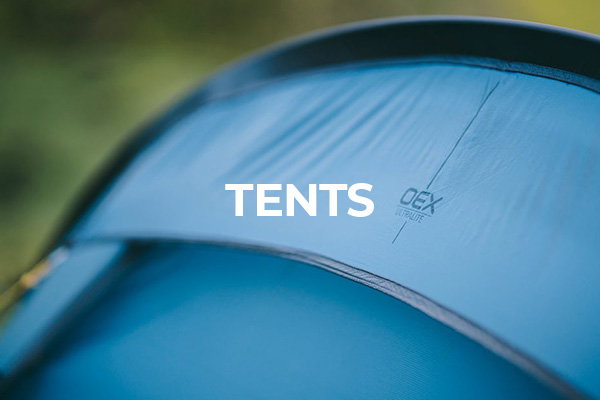 Close up shot of OEX Bobcat Ultralite with title text TENTS