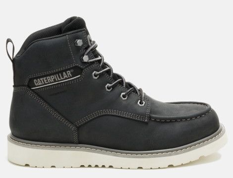 CAT Footwear - Men's Reclaimer Wedge Waterproof Work Boot - Black colorway.