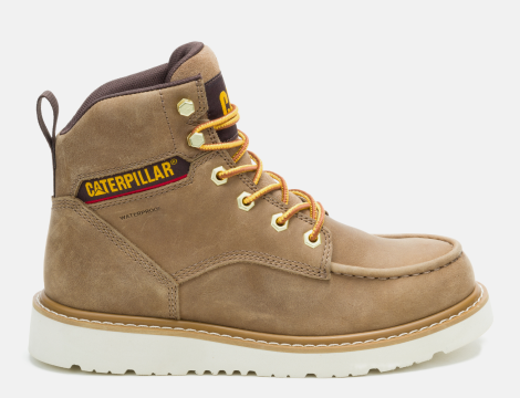 CAT Footwear - Women's Reclaimer Wedge Waterproof Work Boot  - Sand colorway.